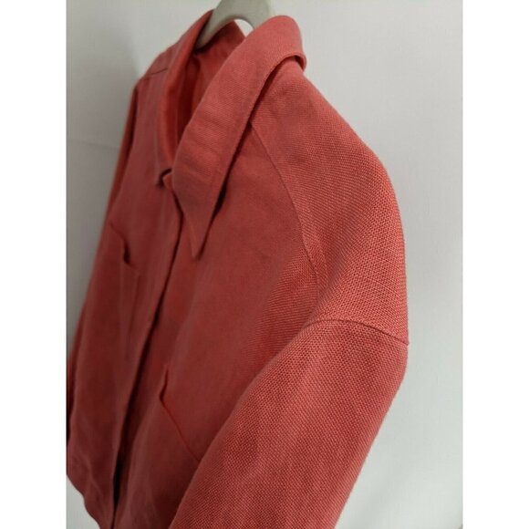 Talbots Irish Linen Blazer Shirt Jacket Coral Pink Button Front Women's - Picture 4 of 12
